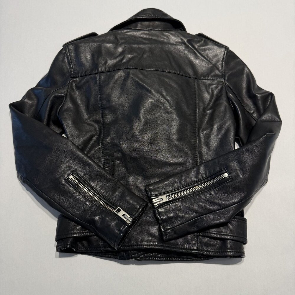 AllSaints Balfern Black Butter-Soft Leather Moto Biker Jacket Women's 0 - Picture 6 of 8